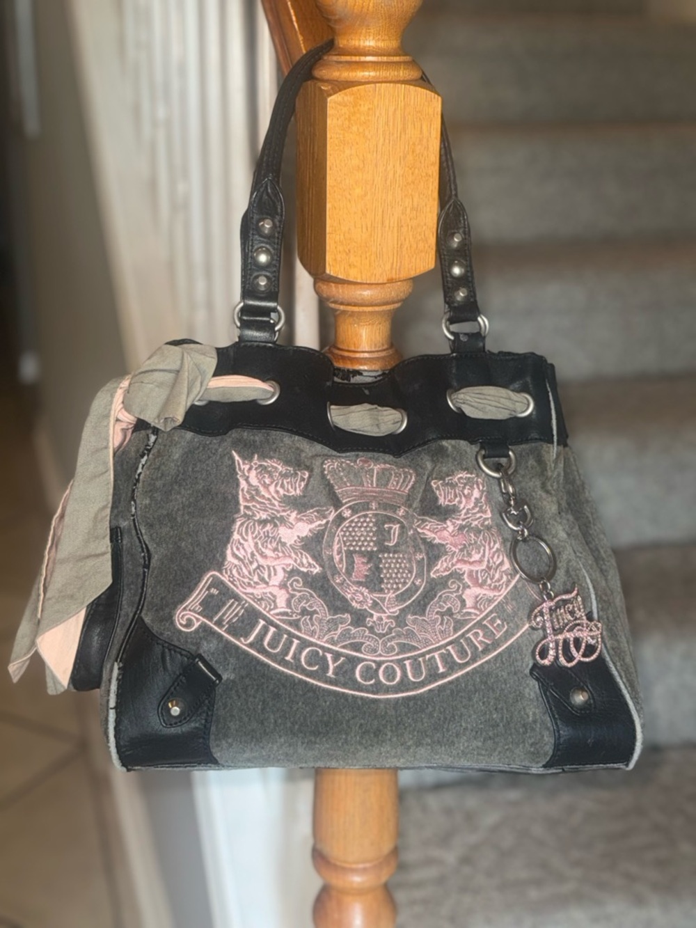 Authentic Vintage Juicy Couture Gray & Pink Daydreamer Bag